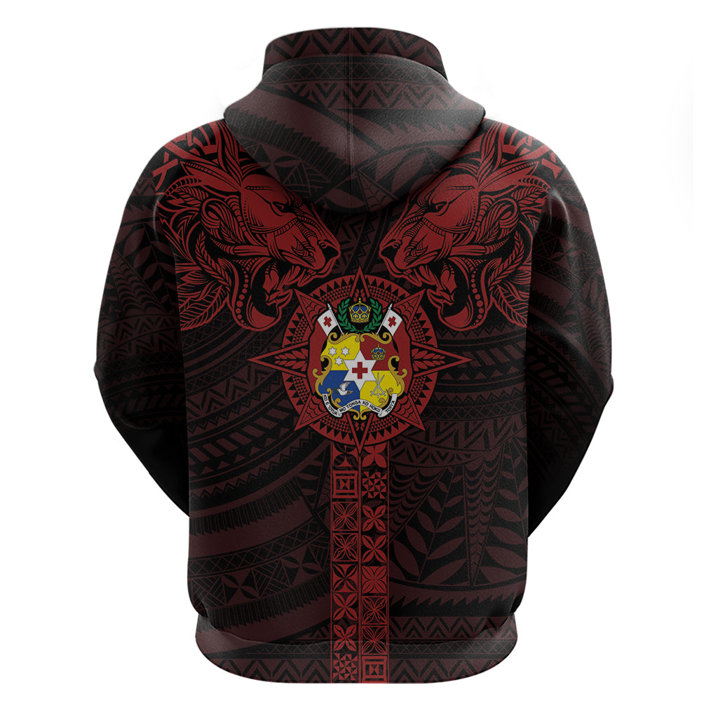 Tonga Independence Day Zip Hoodie Tongatapu Lion Ngatu Motifs Black Ver. LT7 - Polynesian Pride