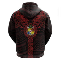 Tonga Independence Day Zip Hoodie Tongatapu Lion Ngatu Motifs Black Ver. LT7 - Polynesian Pride