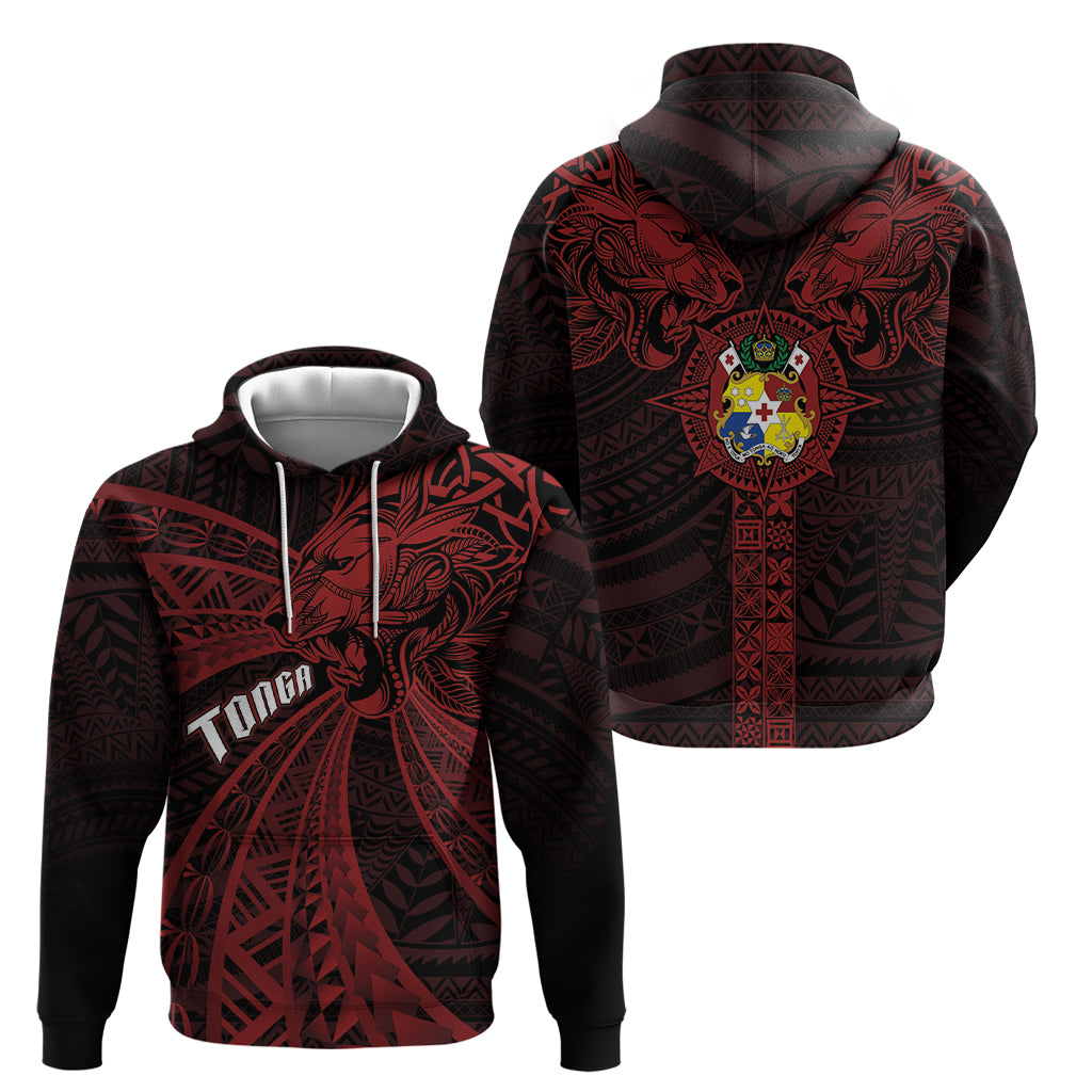 Tonga Independence Day Zip Hoodie Tongatapu Lion Ngatu Motifs Black Ver. LT7 - Polynesian Pride