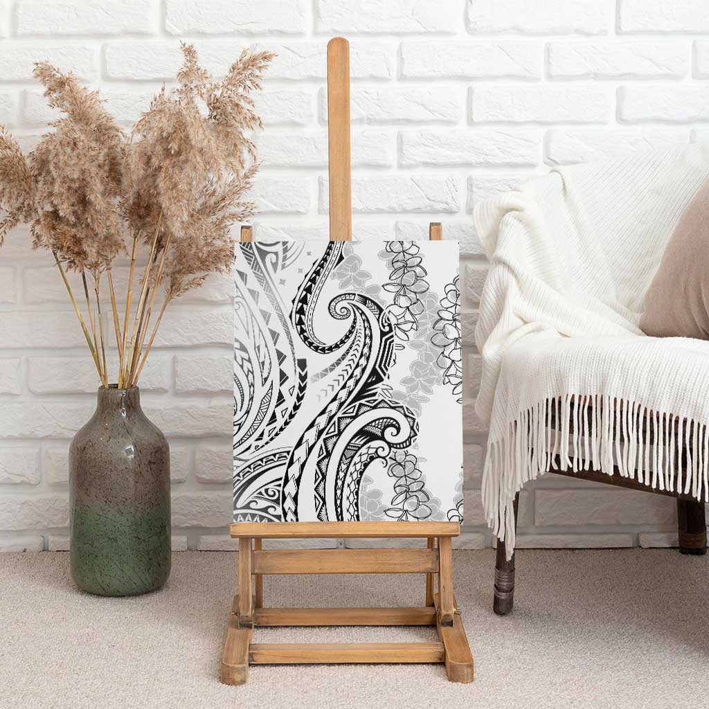 Polynesia Plumeria Lei Canvas Wall Art White Curves Motif