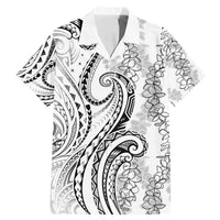 Polynesia Plumeria Lei Family Matching Mermaid Dress and Hawaiian Shirt White Curves Motif LT7 Dad's Shirt - Short Sleeve White - Polynesian Pride