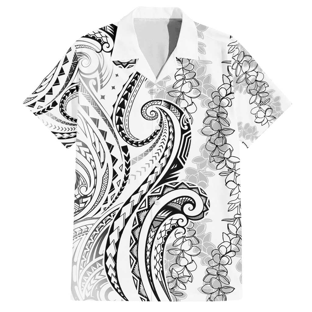 Polynesia Plumeria Lei Family Matching Summer Maxi Dress and Hawaiian Shirt White Curves Motif LT7 Dad's Shirt - Short Sleeve White - Polynesian Pride