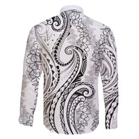 Polynesia Plumeria Lei Family Matching Tank Maxi Dress and Hawaiian Shirt White Curves Motif LT7 - Polynesian Pride