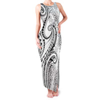 Polynesia Plumeria Lei Family Matching Tank Maxi Dress and Hawaiian Shirt White Curves Motif LT7 Mom's Dress White - Polynesian Pride