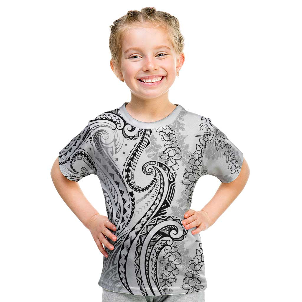 Polynesia Plumeria Lei Kid T Shirt White Curves Motif LT7 White - Polynesian Pride