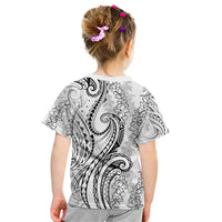 Polynesia Plumeria Lei Kid T Shirt White Curves Motif LT7 - Polynesian Pride
