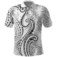 Polynesia Plumeria Lei Polo Shirt White Curves Motif LT7 White - Polynesian Pride