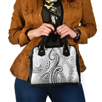 Polynesia Plumeria Lei Shoulder Handbag White Curves Motif