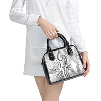 Polynesia Plumeria Lei Shoulder Handbag White Curves Motif
