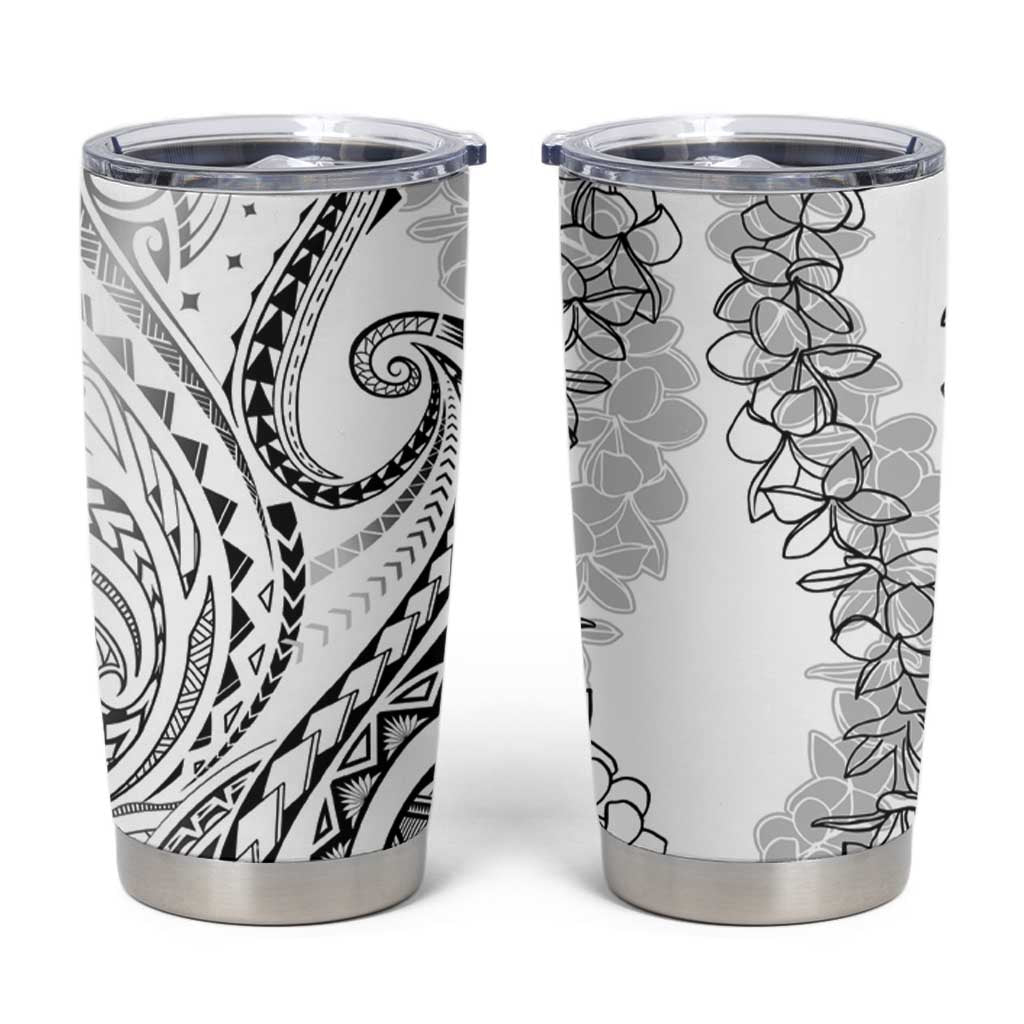 Polynesia Plumeria Lei Tumbler Cup White Curves Motif LT7 White - Polynesian Pride