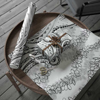 Polynesia Plumeria Lei Wrapping Paper White Curves Motif
