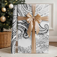 Polynesia Plumeria Lei Wrapping Paper White Curves Motif