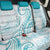 Polynesia Plumeria Lei Back Car Seat Cover White Turquoise Curves Motif
