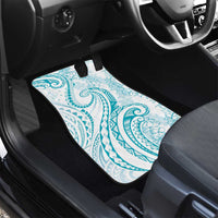 Polynesia Plumeria Lei Car Mats White Turquoise Curves Motif LT7 - Polynesian Pride