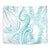 Polynesia Plumeria Lei Tapestry White Turquoise Curves Motif