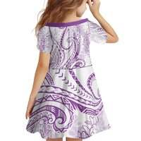Polynesia Plumeria Lei Family Matching Puletasi and Hawaiian Shirt White Violet Curves Motif LT7 - Polynesian Pride