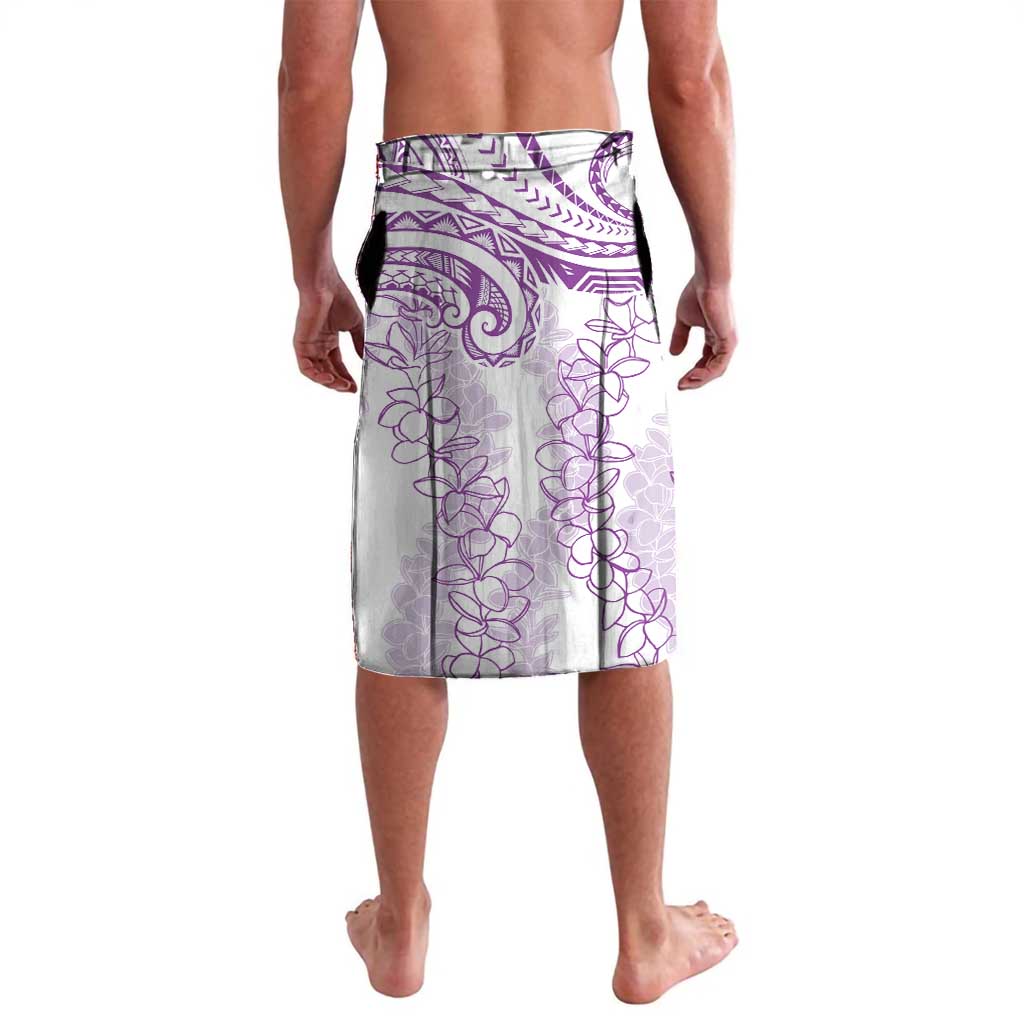 Polynesia Plumeria Lei Lavalava White Violet Curves Motif