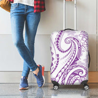Polynesia Plumeria Lei Luggage Cover White Violet Curves Motif LT7 - Polynesian Pride