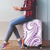 Polynesia Plumeria Lei Luggage Cover White Violet Curves Motif LT7 - Polynesian Pride