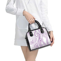 Polynesia Plumeria Lei Shoulder Handbag White Violet Curves Motif