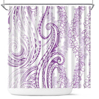 Polynesia Plumeria Lei Shower Curtain White Violet Curves Motif LT7 Violet - Polynesian Pride
