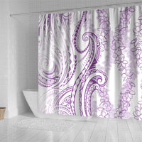 Polynesia Plumeria Lei Shower Curtain White Violet Curves Motif LT7 - Polynesian Pride