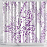 Polynesia Plumeria Lei Shower Curtain White Violet Curves Motif LT7 - Polynesian Pride