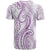 Polynesia Plumeria Lei T Shirt White Violet Curves Motif