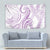 Polynesia Plumeria Lei Tapestry White Violet Curves Motif