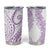 Polynesia Plumeria Lei Tumbler Cup White Violet Curves Motif