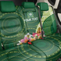 Fiji Ballantine Memorial High School Personalised Back Car Seat Cover Masi Tapa Mix Plumeria LT7 - Polynesian Pride