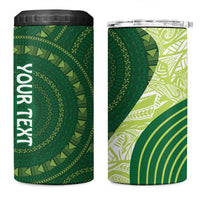 Fiji Ballantine Memorial High School Personalised 4 in 1 Can Cooler Tumbler Masi Tapa Mix Plumeria LT7 One Size: 16 oz Green - Polynesian Pride