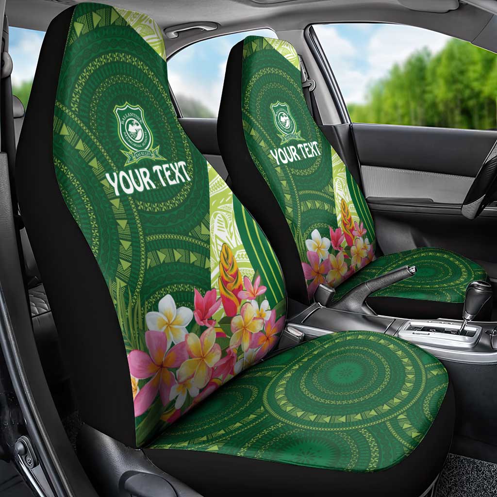 Fiji Ballantine Memorial High School Personalised Car Seat Cover Masi Tapa Mix Plumeria LT7 - Polynesian Pride