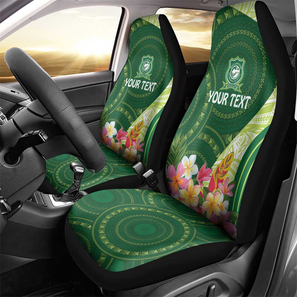 Fiji Ballantine Memorial High School Personalised Car Seat Cover Masi Tapa Mix Plumeria LT7 - Polynesian Pride