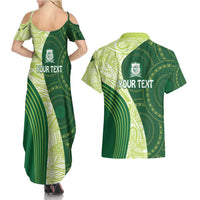 Fiji Ballantine Memorial High School Personalised Couples Matching Summer Maxi Dress and Hawaiian Shirt Masi Tapa Mix Plumeria LT7 - Polynesian Pride