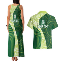 Fiji Ballantine Memorial High School Personalised Couples Matching Tank Maxi Dress and Hawaiian Shirt Masi Tapa Mix Plumeria LT7 - Polynesian Pride