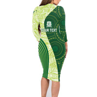 Fiji Ballantine Memorial High School Personalised Family Matching Long Sleeve Bodycon Dress and Hawaiian Shirt Masi Tapa Mix Plumeria LT7 - Polynesian Pride