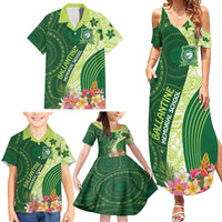 Fiji Ballantine Memorial High School Personalised Family Matching Summer Maxi Dress and Hawaiian Shirt Masi Tapa Mix Plumeria LT7 - Polynesian Pride