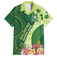 Fiji Ballantine Memorial High School Personalised Family Matching Summer Maxi Dress and Hawaiian Shirt Masi Tapa Mix Plumeria LT7 Dad's Shirt - Short Sleeve Green - Polynesian Pride