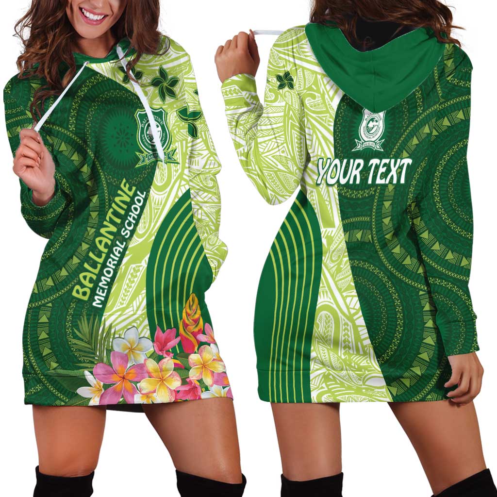 Fiji Ballantine Memorial High School Personalised Hoodie Dress Masi Tapa Mix Plumeria LT7 - Polynesian Pride