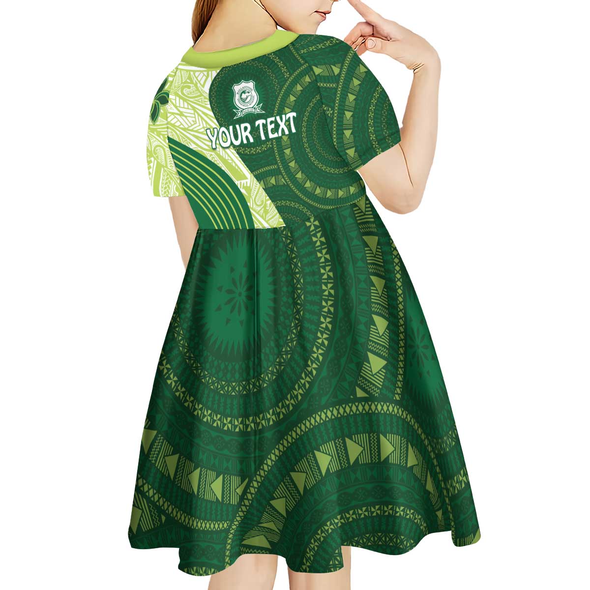 Fiji Ballantine Memorial High School Personalised Kid Short Sleeve Dress Masi Tapa Mix Plumeria LT7 - Polynesian Pride