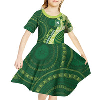 Fiji Ballantine Memorial High School Personalised Kid Short Sleeve Dress Masi Tapa Mix Plumeria LT7 - Polynesian Pride