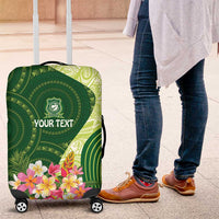 Fiji Ballantine Memorial High School Personalised Luggage Cover Masi Tapa Mix Plumeria LT7 Green - Polynesian Pride