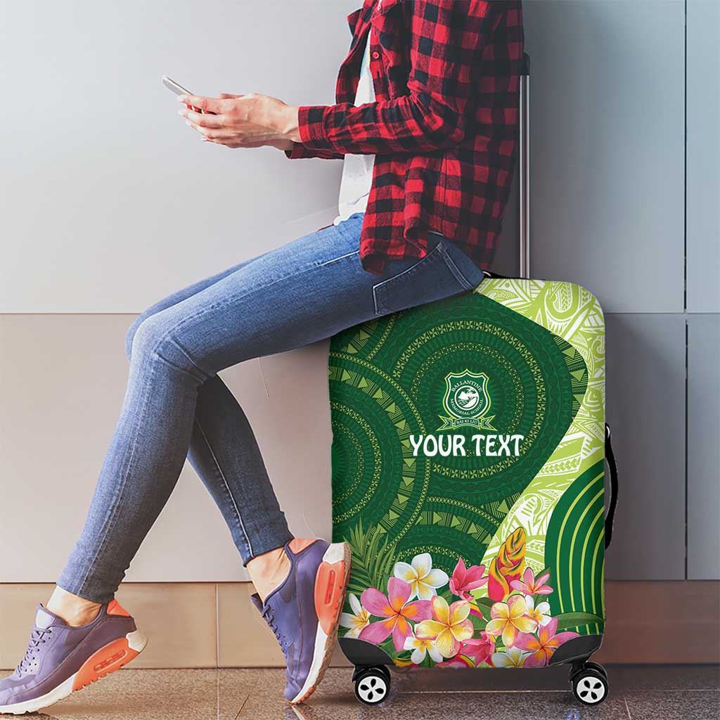 Fiji Ballantine Memorial High School Personalised Luggage Cover Masi Tapa Mix Plumeria LT7 - Polynesian Pride