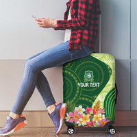 Fiji Ballantine Memorial High School Personalised Luggage Cover Masi Tapa Mix Plumeria LT7 - Polynesian Pride