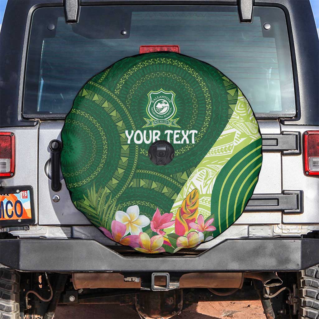 Fiji Ballantine Memorial High School Personalised Spare Tire Cover Masi Tapa Mix Plumeria LT7 Green - Polynesian Pride