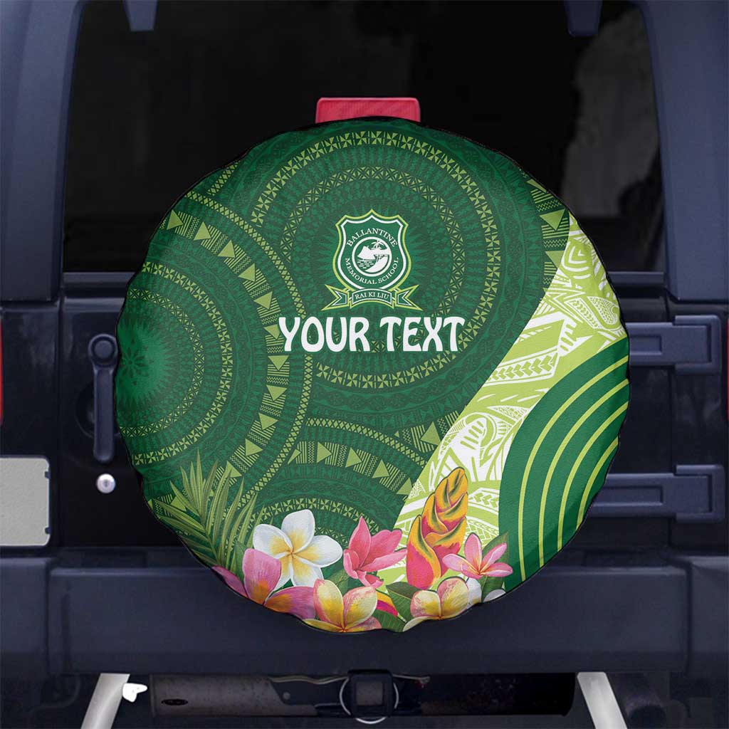 Fiji Ballantine Memorial High School Personalised Spare Tire Cover Masi Tapa Mix Plumeria LT7 - Polynesian Pride