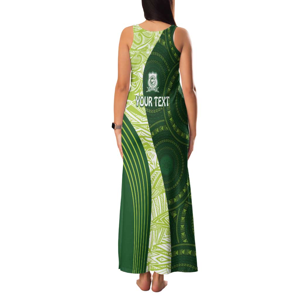 Fiji Ballantine Memorial High School Personalised Tank Maxi Dress Masi Tapa Mix Plumeria LT7 - Polynesian Pride