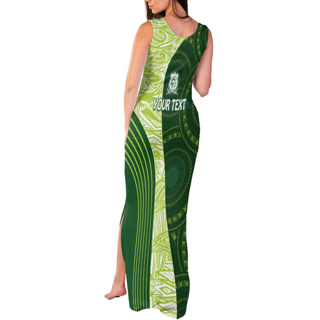 Fiji Ballantine Memorial High School Personalised Tank Maxi Dress Masi Tapa Mix Plumeria LT7 - Polynesian Pride