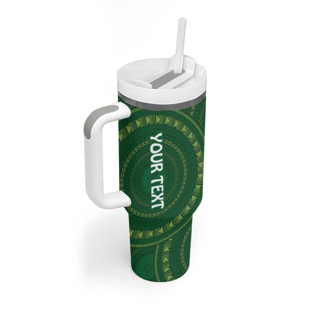Fiji Ballantine Memorial High School Personalised Tumbler With Handle Masi Tapa Mix Plumeria